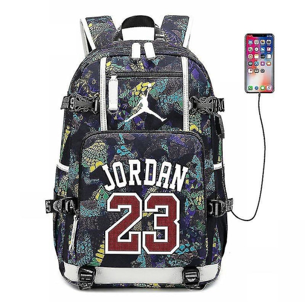 Nba Peripheral Series Star Multifunktionell USB Ryggsäck Självlysande Fluorescerande Ryggsäck_y Yellow Jordan