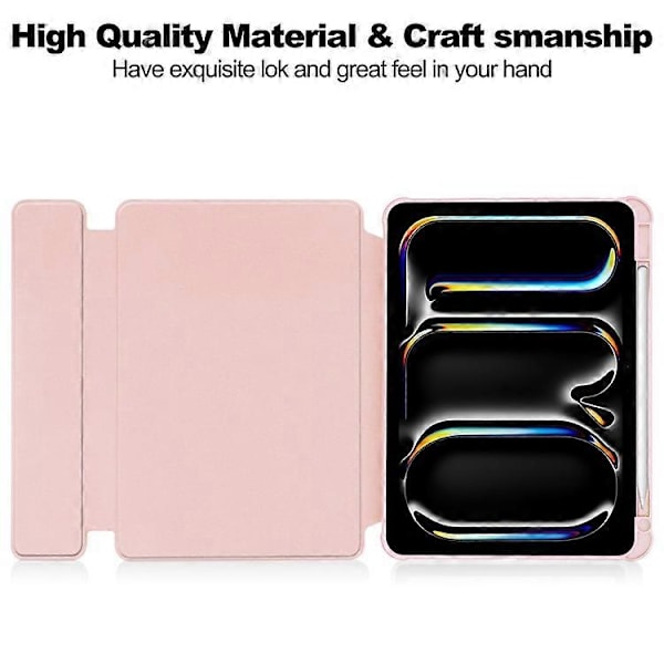Kompatibelt Skal för iPad Pro 11 (2024) Läder+Akryl Ställ Tablet Cover med Bluetooth Tangentbord Pink