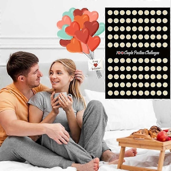 Valentinsdag Skrapelodd Plakat 100 Sexstillinger Utfordring Skrapelodd Plakat Par Gave