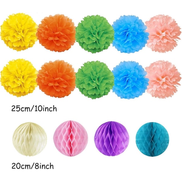 Papperspompom Fläktboll Honeycomb Rumsdekoration Bröllop Födelsedag Påsk Dop Födelsedag - Multicolor
