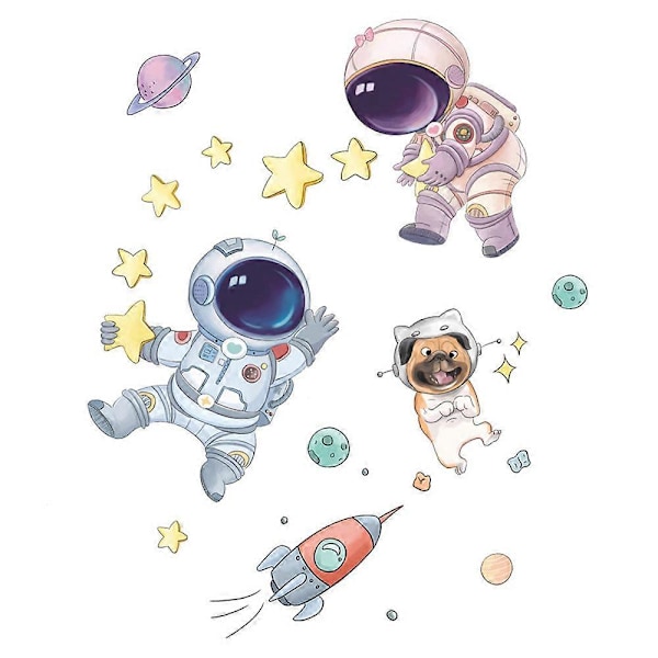 Söta Rymdastronaut Barn Väggdekaler Barnrum Väggdekoration Dekaler Sovrum Sticker