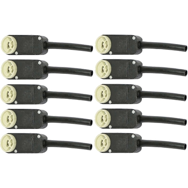 Sett med 10 koblingsbokser, GU10 sokkel for LED og innfelt halogen spotlight