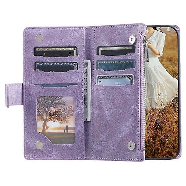 005 Style Kompatibel til Samsung Galaxy A51 4G SM-A515, Rhombus Tekstur Wallet Style PU Læder Telefon Cover Lynlåslomme Stand Fea Purple