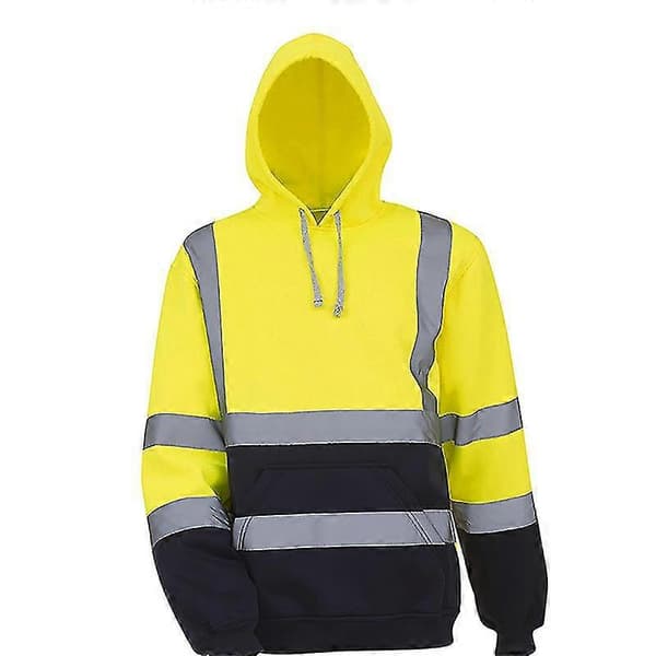 Herr Hi Vis Varsel Hög Synlighet Säkerhet Arbete Hooded Tröja Pullover Sweatshirt Yellow M