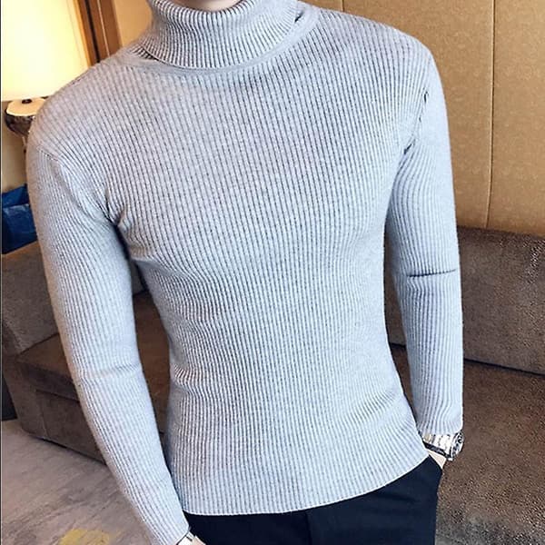 Herre Turtleneck Gensere Og Pullovere Strikket Genser Vinter Herre Pullover Ull Casual Ensfarget Klær