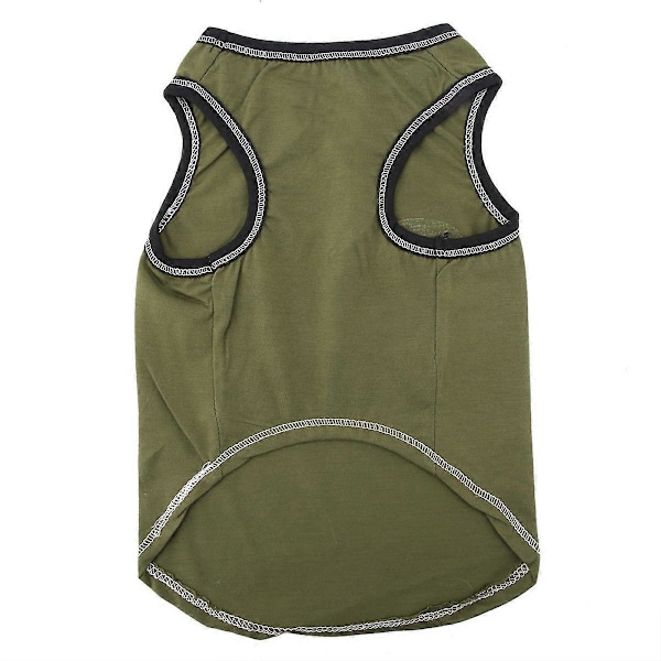 Blødt bomulds kæledyrstøj søde hunde hvalpe sommer vest moderigtigt tøj (Army Green M)