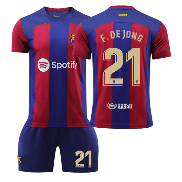 23-24 Barcelonan koti Frenkie De Jong nro 21 pelipaita ilman sukkia Frenkie De Jong No. 21 no socks XL