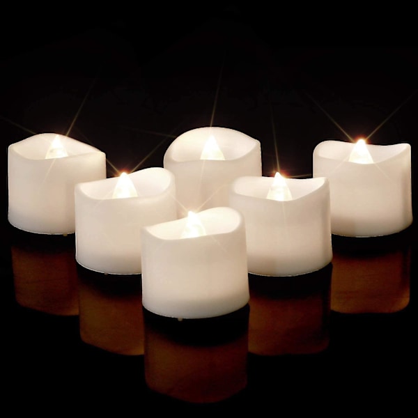 Ljusstarka Vita LED Värmeljus, 24 st Flimrande LED Värmeljus Y