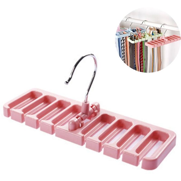 Bælteholder Hyldeholder 10 Slots Slips Bælte Tørklæde Rack Organizer Skab Kraftig Plast Garderobe Pladsbesparende, pink