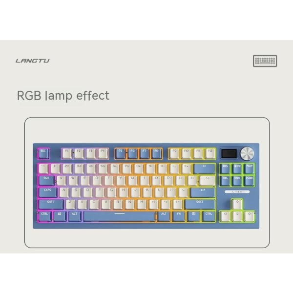 Lt84 84-tasters tastatur Mekanisk RGB bakgrunnsbelyst Hot Swap-tastatur Tri-Mode Blue