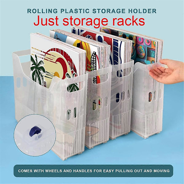 4-osainen 12 x 12 tuuman paperin säilytys, leikekirjapaperin säilytys pyörillä, leikekirjapaperin säilytys, 12 x 12 tuuman paperi