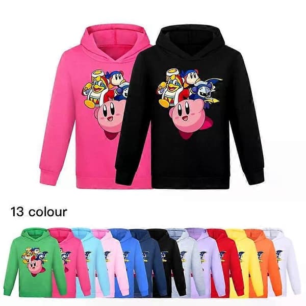 Ny Kirby Gutter Jenter Uformell Hettegenser Barn Langermet Hettegenser Topper Gave black 140