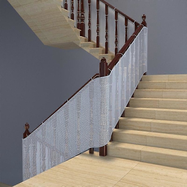 Beskyttelsesnett for barn Trappebeskyttelsesnett Sikkerhetsnett Balkongbeskyttelsesnett Hvit 3m*78cm