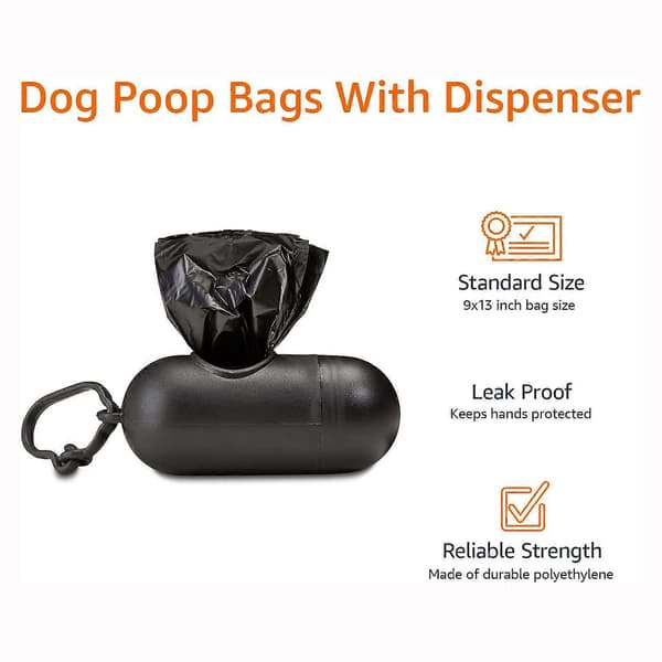 Basics hundbajspåsar med dispenser och koppelklämma