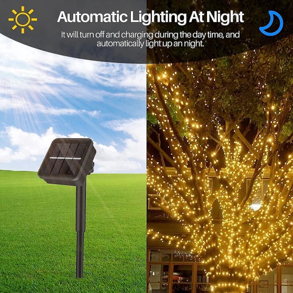 Solar String Lights Outdoor, 10m 100led Waterproof Outdoor Solar String Lights 8 Modes Waterproof Copper String Sisustus kotiin, puutarhaan, patiolle, osaan