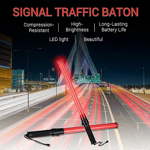 6 stk. 41 cm Signal Trafikstav Trafikstav Lysende LED Trafik med 2 Blinkende Mønstre