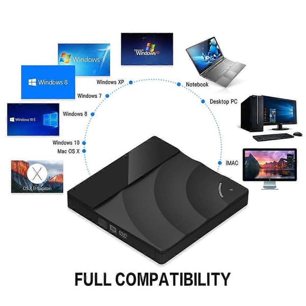 Extern Optisk Enhet Portabel DVD-spelare, Höghastighets USB 3.0 CD DVD-RW Slim Disk Reader (blå)