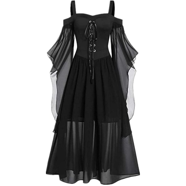 Halloween Middelalder Renæssance Cosplay Kostumer Hexe Gotisk Pirat Viking Vestidos Bandage Kjole Op Klædningsfest Julekjole Til Kvinder Purple XL
