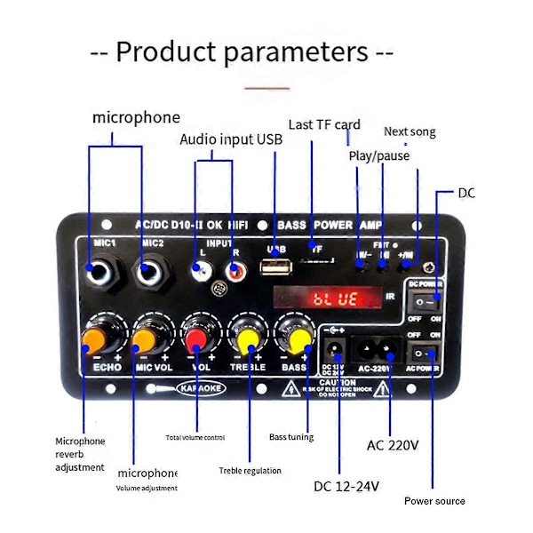 Förstärkarkort med optisk ljud Bluetooth AMP USB FM-radio TF-spelare DIY Audio Subwoofer för hemmet
