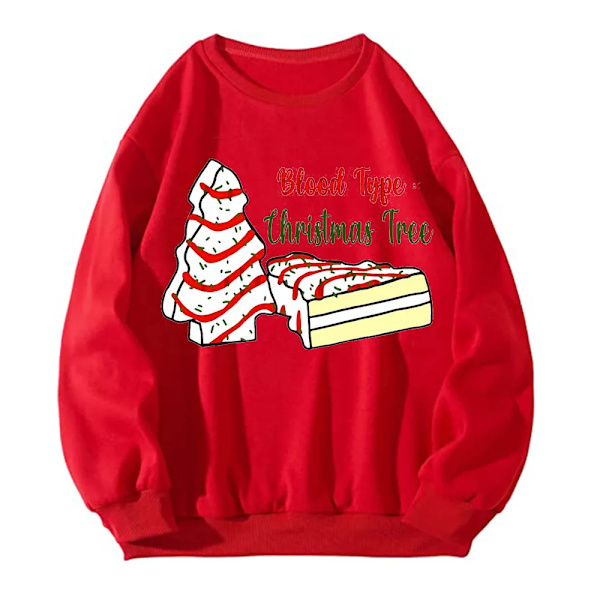 Jule Sweatshirt til Kvinder Drop Shoulder Lange Ærmer Ny Pullover Europæiske og Amerikanske Efterårs- og Vintertoppe til Piger Red XL