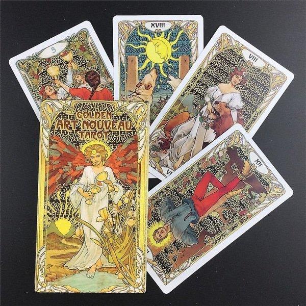 Gylden art nouveau tarot tarotkort brætspil kort engelsk spådom tarot ferie familie gave fest spillekort Ts136