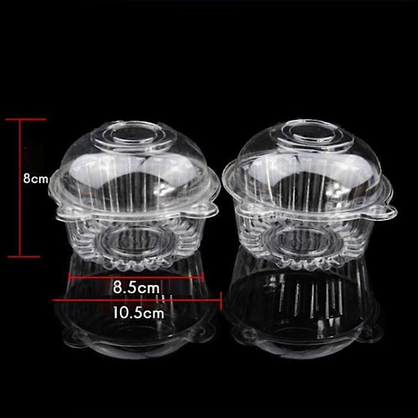 100 Stykker Gennemsigtig Plastik Enkelt Cupcake Kageboks Muffin Dome Holder Boks