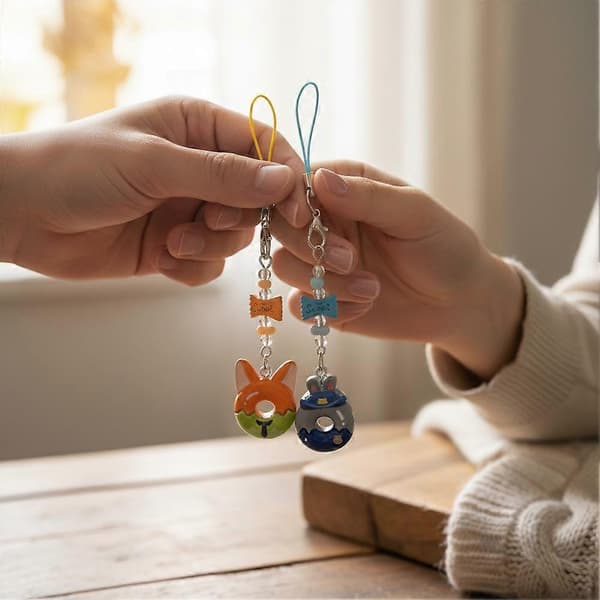 Zootopia Judy Nick Telefonrem Nøglering til Valentinsdag Gave A