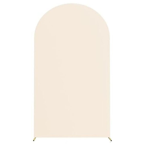 5FT 65x150cm U-Formet Bakgrunnsbue Ramme Stativ Elastisk Trekk for Bryllupsseremoni Bursdagsfest Beige
