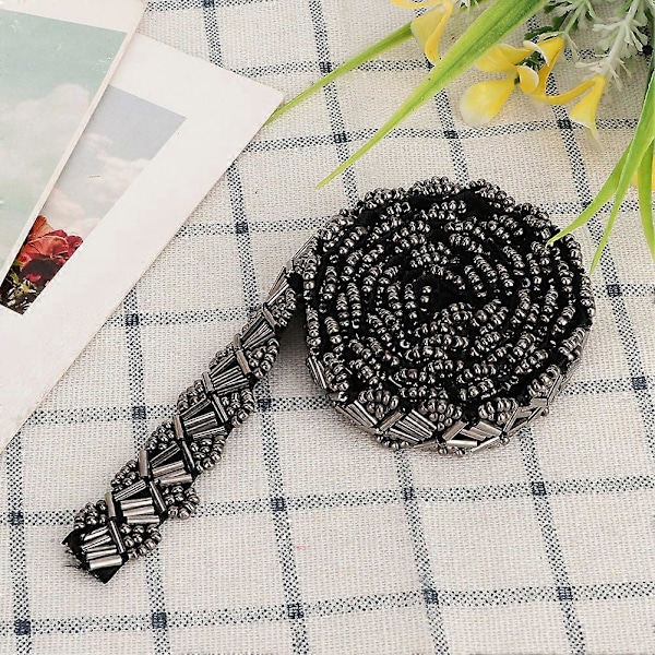 1 Yard Pärlband DIY Handgjorda Kläder Broderade Sömnadsdekorationstillbehör (1,5 cm Metallfärgade Fyrkantsrörspärlor)