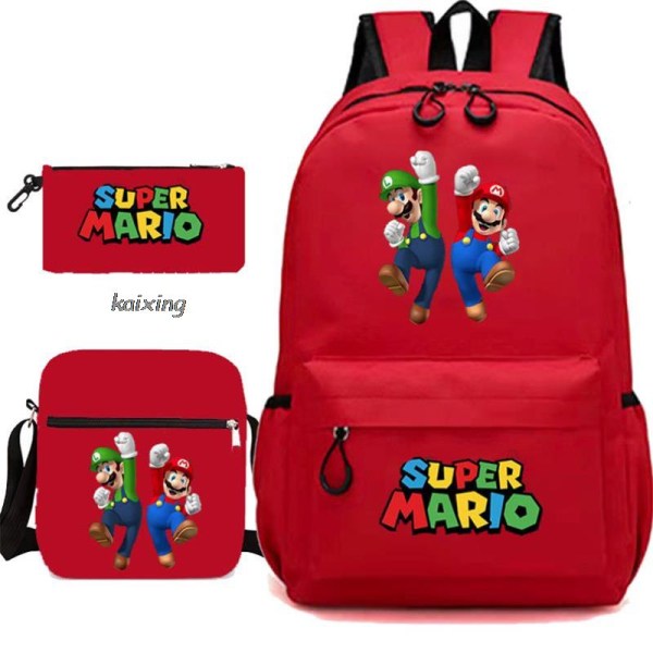 Super Mario 3 stk./sæt Børnerygsæk Drenge Skoletaske Tilbage til Skole Gave Blue 16 Inches