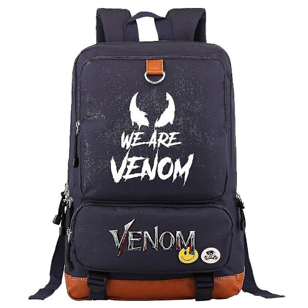 Ryggsekk med stor kapasitet og Venom-trykk, skolesekk for tenåringer (3-128) Navy blue