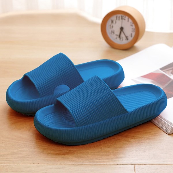 Tykksåle Baderom Husholdningstøfler Innendørs tøfler Sommer Sklisikker flip Flops Blue 34-35