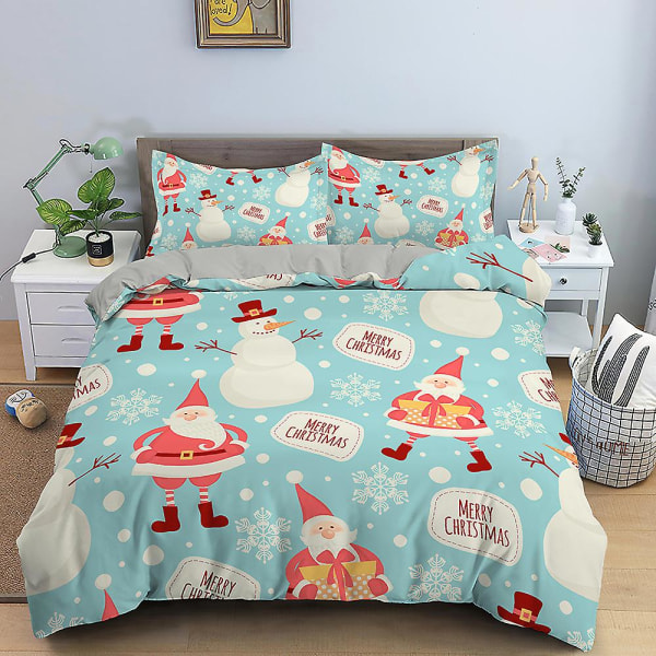 Julesengetøy 3D Julenissen Dynetrekk King Queen Single Double Barn Ingen Laken 2/3 stk Polyester Dynetrekk
