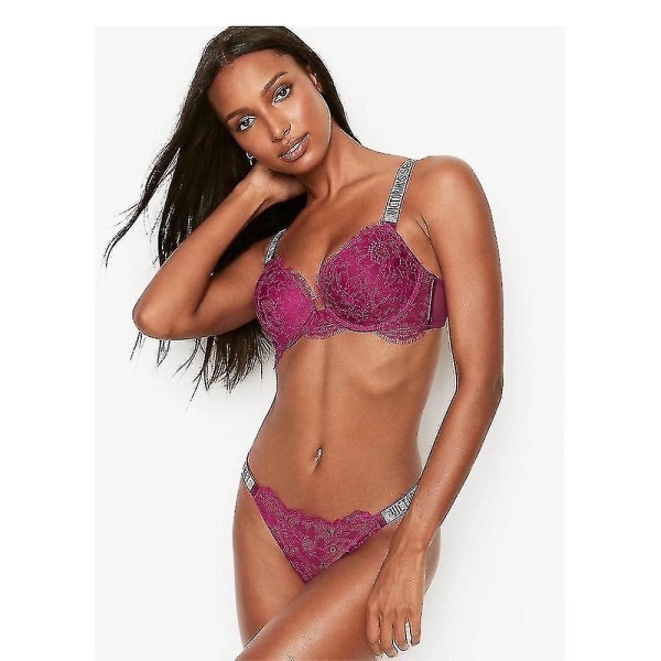 Sexet lingeri komfort damesæt push up bh 39;s Secret lingerisæt kvinde 2 dele BLACK 85A