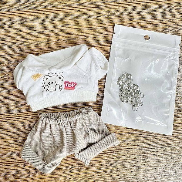 Mini Plysdukke Tøj Outfit Tilbehør Til Labubu V1 V2 Idol Dukker alfabet Tøj Gave 3