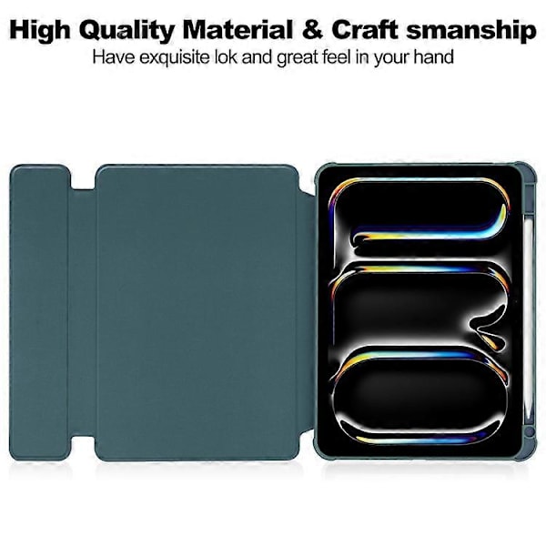 Kompatibelt Skal för iPad Pro 11 (2024) Läder+Akryl Ställ Tablet Cover med Bluetooth Tangentbord DarkGreen