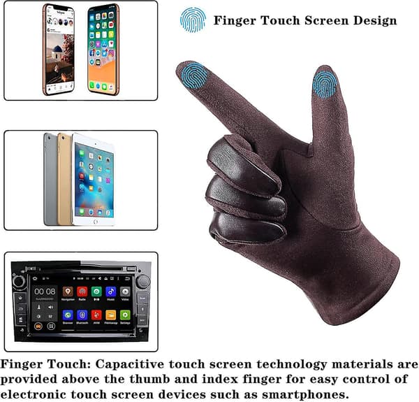 Vintermode Læderhandsker til mænd. Med Touch Screen Handsker til SMS-beskeder M