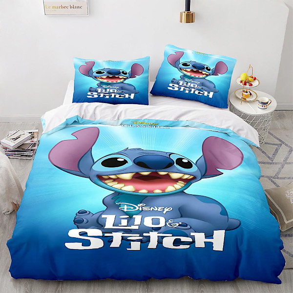Stitch 3D-printet sengesett dynetrekk dynetrekk putetrekk barnegave farge 12 UK DOUBLE 200x200cm