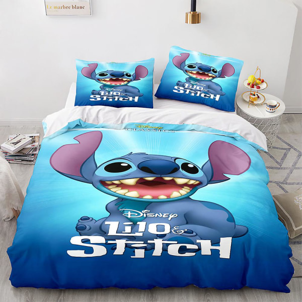 Stitch 3D-tryckt Sängklädesset Påslakan Örngott Barnpresent Färg 12 AU single 140x210cm