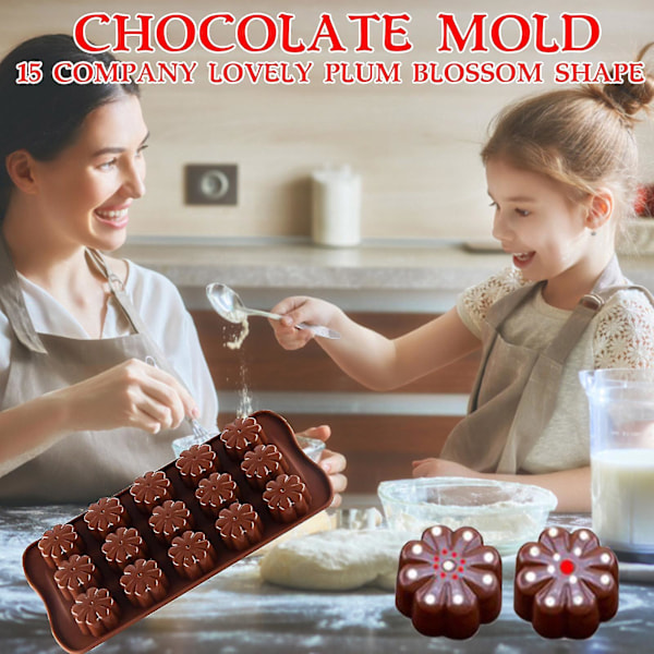 DIY Kakbakform 15 Fack Blomma Silikon Chokladmodell Bakplåt Q