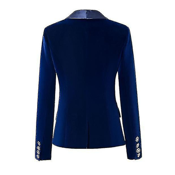 Dam Kontorsdam Professionell Enfärgad Sammet Kostym Business Casual Kostym blue L