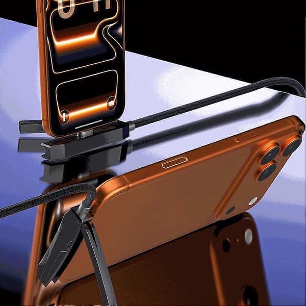 240W hurtiglader datakabel - Sammenleggbart telefonstativ 90 graders Type-C-kontakt