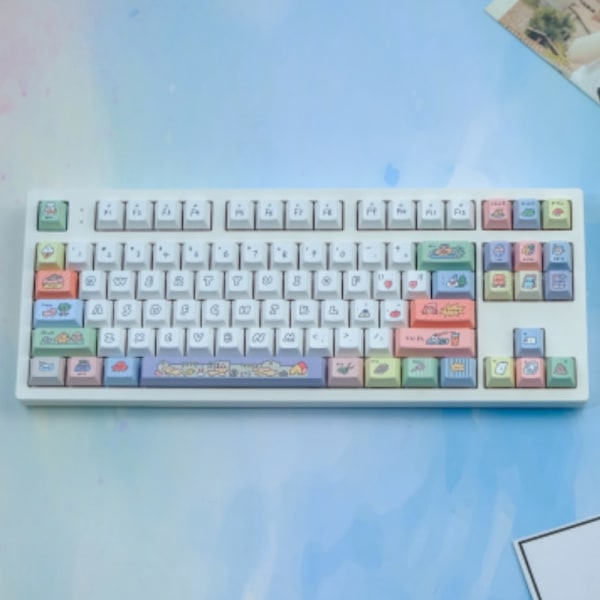 1 Set Smiley Face PBT Keycaps Dye Sublimation Cherry Mekaniskt Tangentbord 129 Tangenter Cherry Keycaps Smiling face