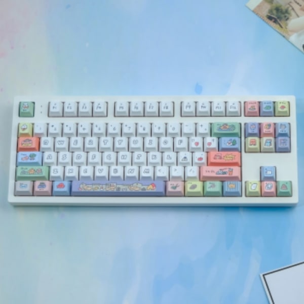 1 Sett Smiley Face PBT Keycaps Dye Sublimation Cherry Mekanisk Tastatur 129 Taster Cherry Keycaps Smiling face