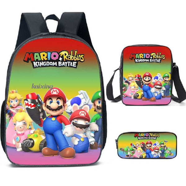 Super Mario Prinsesse 3-delt skolesekk for barn set 14inch