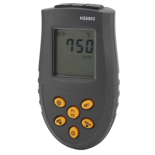 HS6802 Dubbelkanal Digital Termometer Handhållen Hög Noggrannhet LCD-Display Temperaturmätningsutrustning för J T E N Typ