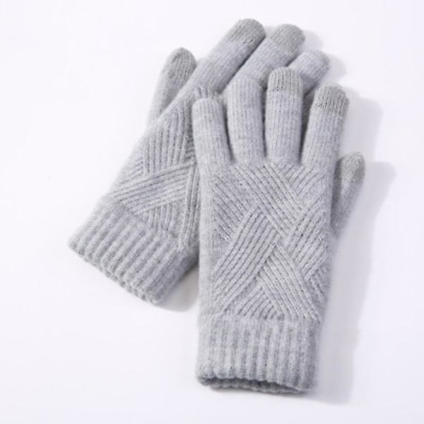 Kvinna Vinter Varmstickade Full Finger Handskar Herr Solid Woolen Touch Screen S-xl Style5