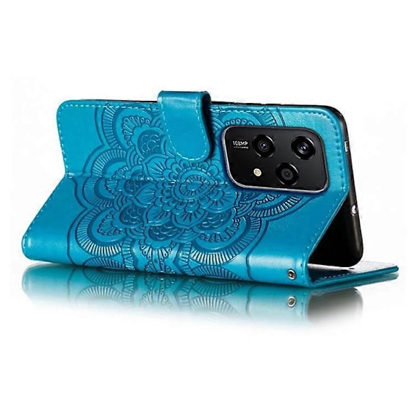 Kompatibelt Skal för Honor 200 Lite PU Läder Mandala Präglad Design Plånboksfodral Blue