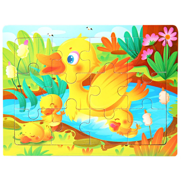 15*11cm 3D Palapeli Sarjakuvaeläimet Puupalapeli Lasten Kognitiivinen Palapeli Vauvan Puiset Lelut Opetuslelut Lapsille 10-duck