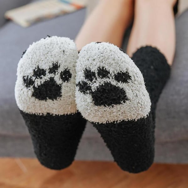 Mode Kvinnors Katt Tass Randiga Strumpor Tjock Korall Fleece Flickor Sovstrumpor Golvstrumpor style 9